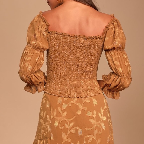 Lulus Wanderlust Smocked Puff-Sleeve Top xs - Picture 4 of 8